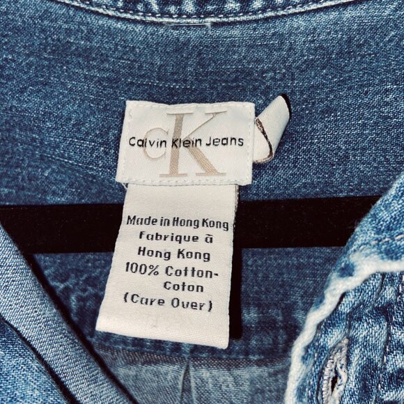 Vintage 90s Calvin Klein Jeans Mens 100% Cotton Overshirt Size XL - Picture 3 of 4